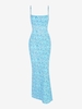 Maxi Robe Moulante à Imprimé Fleurie sans Dos S Bleu clair