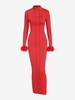Maxi Robe Moulante Surpiqûres Plume à Revers sans Dos M Rouge