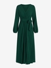 Maxi Robe Plissée Ceinturée à Col V L Vert profond