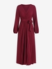 Maxi Robe Plissée Ceinturée à Col V S Rouge foncé