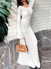 Maxi Robe Pull Transparente Ouverte Au Dos à Manches de Cloche en Résille S Blanc