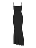 Maxi Robe Sirène Plissée à Bretelle L Noir