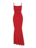 Maxi Robe Sirène Plissée à Bretelle L Rouge