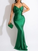 Maxi Robe Soyeuse Ouverte Au Dos à Lacets Xl Vert