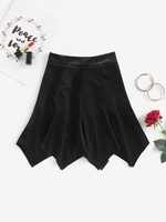 Micro Jupe de Noël en Velours à Ourlet Mordant M Noir