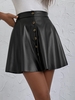 Mini Jupe Bouton en Avant en Faux Cuir Xl Noir