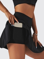 Mini-Jupe de Sport Plissée à Doublure S Noir