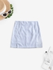 Mini Jupe Fendue Zippée à Carreaux en Arrière S Bleu gris