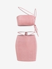 Mini Jupe Moulante Sanglée Fentonnée en Jersey M Rose clair