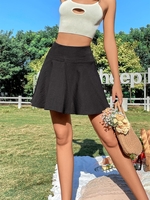 Mini Jupe Patineuse à Taille Haute S Noir