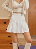 Mini Jupe Plissée à Zip Latérale en Couleur Unie M Blanc