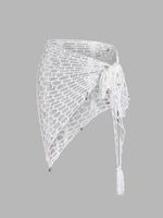Mini Jupe Portefeuille Enveloppée en Crochet à Fente Élevée Taille unique Blanc