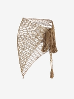 Mini Jupe Portefeuille Enveloppée en Crochet à Fente Élevée Taille unique Café