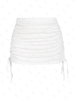 Mini Jupe Sanglée à Côté Côtelée Taille unique Blanc