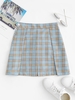 Mini Jupe Tressée Plissée à Carreaux avec Short M Bleu clair