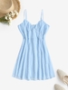 Mini Robe à Bretelle à Pois à Volants L Bleu clair