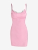 Mini-Robe à Bretelle Panneau en Dentelle Détaillé en Satin S Rose clair