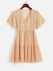 Mini Robe à Imprimé Fleurie avec Bouton M Jaune