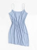 Mini Robe Ajustée Asymétrique Cousue à Bretelle Fine M Bleu clair