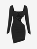 Mini Robe Asymétrique Plissée Découpée à Armature L Noir