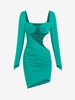 Mini Robe Asymétrique Plissée Découpée à Armature M Vert