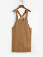 Mini Robe Chasuble en Velours Côtelé S Café