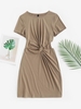 Mini Robe Chemise Découpée Tordue S Café