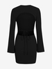 Mini Robe Chemise Nouée Ouverte Au Dos à Manches Evasées L Noir