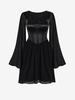 Mini Robe Corset à Manches Evasées M Noir