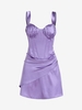 Mini Robe Corset en Satin à Volants S Pourpre