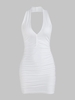Mini Robe Courte Ajustée Drapée à Dos Nu S Blanc