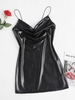 Mini-Robe Croisée Au Dos en Faux Cuir à Col Bénitier S Noir