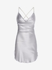 Mini-Robe Croisée Perlée Chaîne Ouverte Au Dos S Gris clair