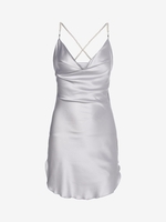Mini-Robe Croisée Perlée Chaîne Ouverte Au Dos S Gris clair
