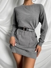 Mini Robe Côtelée en Tricot à Goutte Epaule avec Poche L Gris foncé