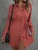 Mini Robe de Chemise Ceinturée avec Poche S Orange