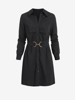 Mini Robe de Chemise Embellie de Métal M Noir