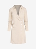 Mini Robe de Chemise Plissée à Manches Longues S Café lumière
