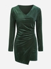 Mini Robe Drapée Côtelée en Velours S Vert profond