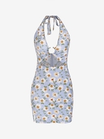 Mini Robe Fendue à Imprimé Marguerite S Multi a
