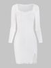 Mini Robe Fendue en Avant Festonnée à Ourlet en Dentelle M Blanc
