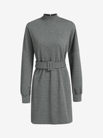 Mini-Robe Matelassée Ceinturée à Goutte Epaule S Gris foncé