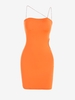Mini Robe Moulante Asymétrique Découpée Embellie de Strass M Orange