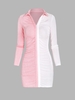 Mini Robe Moulante Bicolore Plissée en Jersey M Rose clair