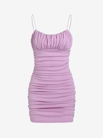 Mini Robe Moulante Côtelée à Bretelle en Couleur Unie M Violet clair