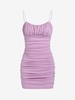 Mini Robe Moulante Côtelée à Bretelle en Couleur Unie S Violet clair