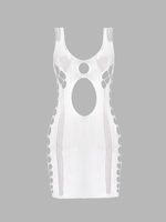 Mini Robe Moulante Découpée Transparente Taille unique Blanc
