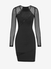 Mini Robe Moulante en Maille Transparente Insérée M Noir