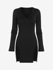 Mini Robe Moulante Fendue à Col V M Noir
