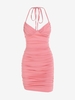 Mini Robe Moulante Sexy sans Manches à Dos Nu à Col Halter S Rose léger